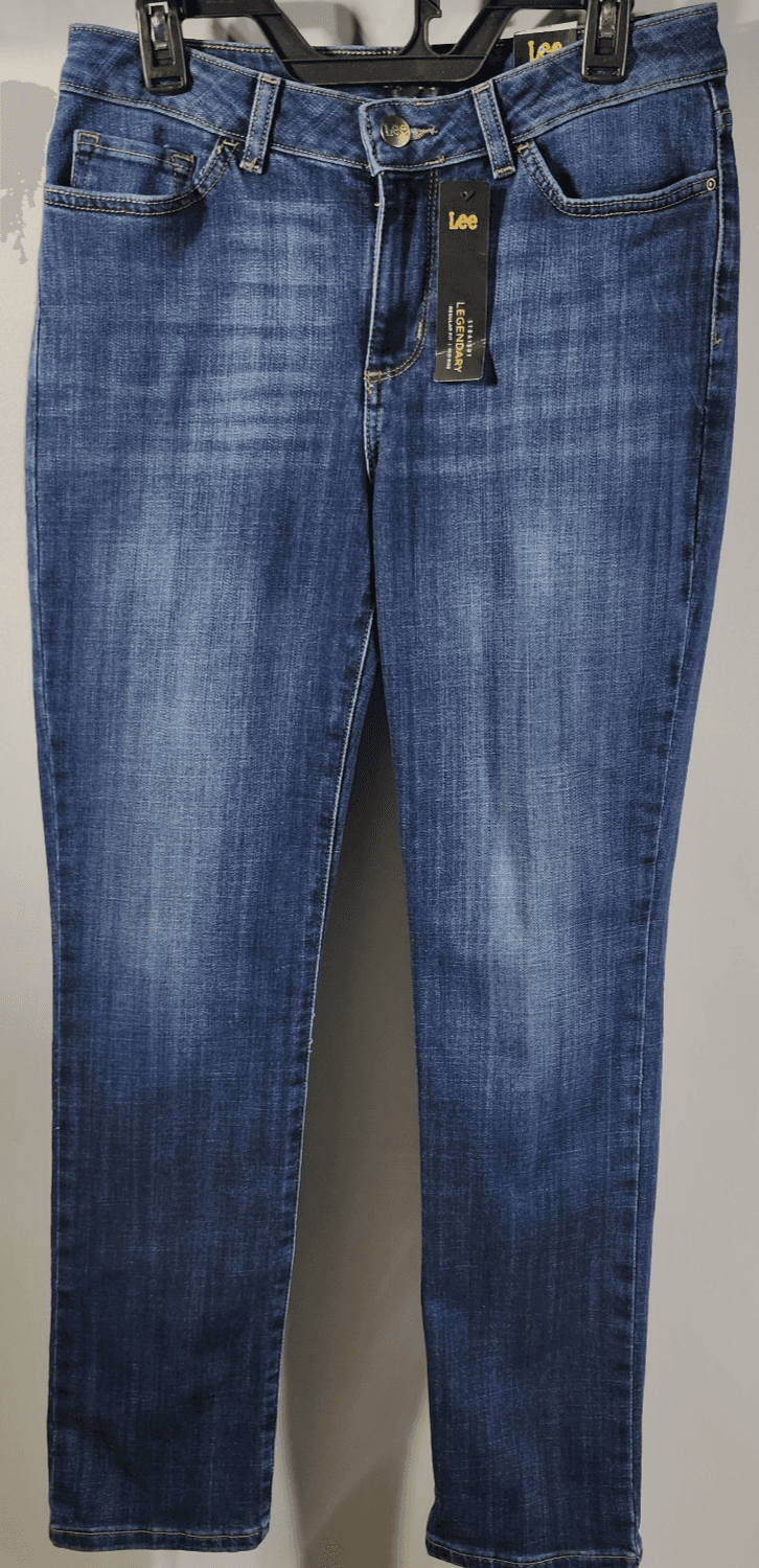 Lee Women's Size 10 Jeans Regular Fit Straight Leg Mid Rise Blue Denim NEW