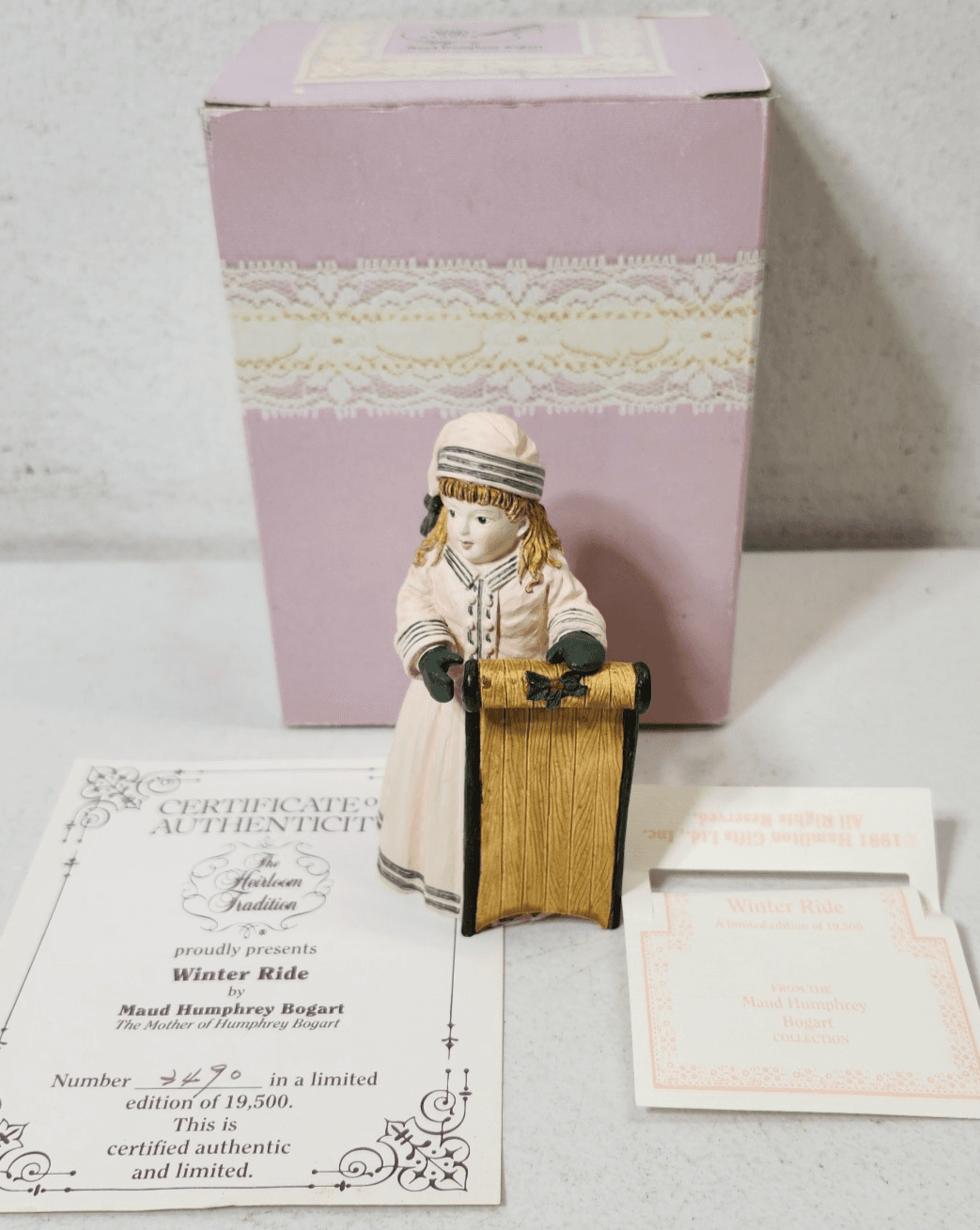 Maud Humphrey Bogart Hamilton Winter Ride Figurine 4" Home Decor