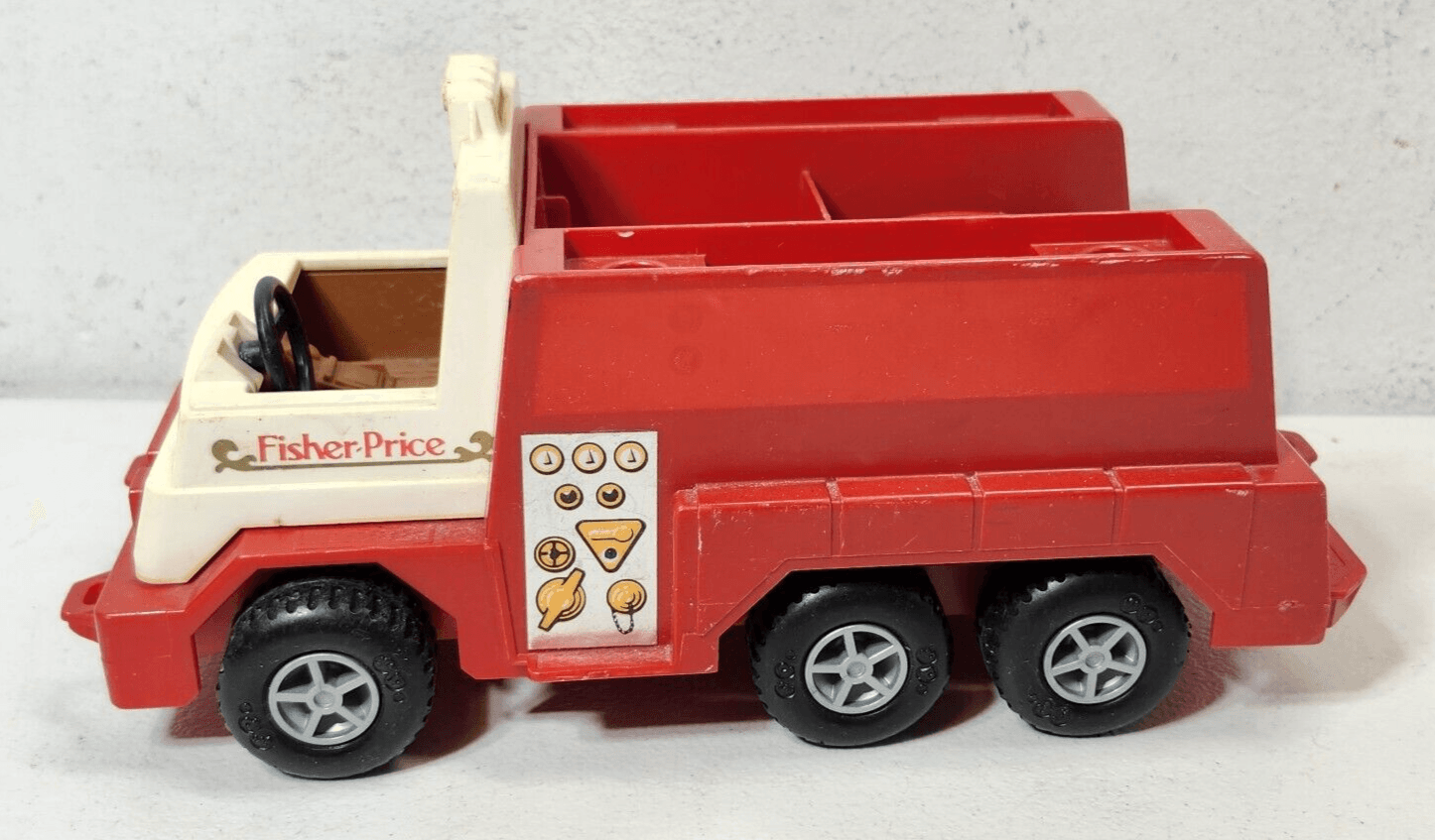 Vintage Fisher Price Husky Helpers Red Fire Truck Toy Vehicle