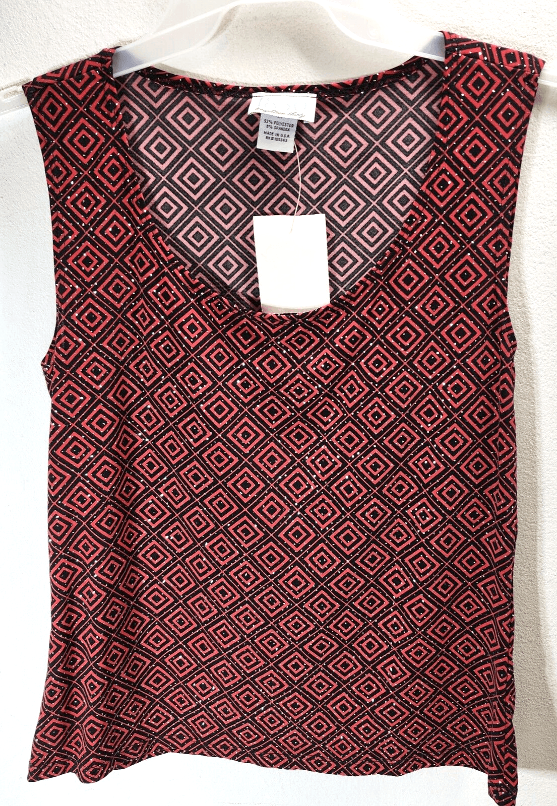 1830 Womens M Sparkle Sleeveless Blouse Shirt Red Eighteen Thirty NEW