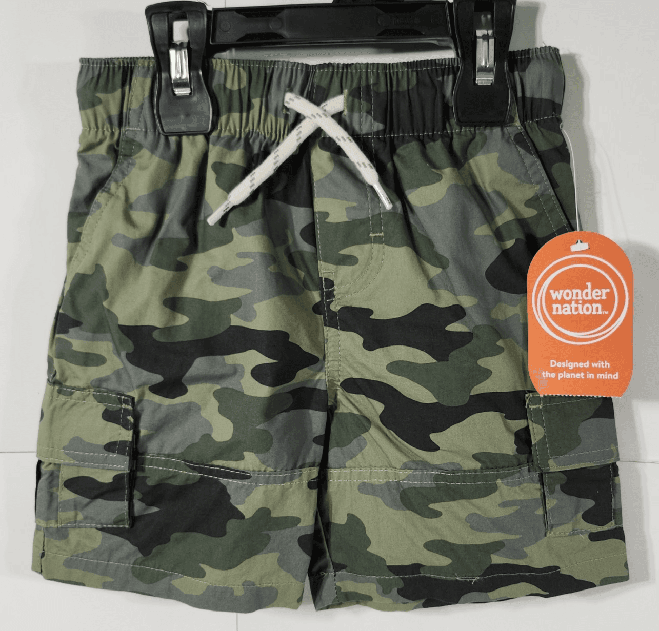 Wonder Nation Cargo Shorts Boy's Size XS Camo Drawstring NEW