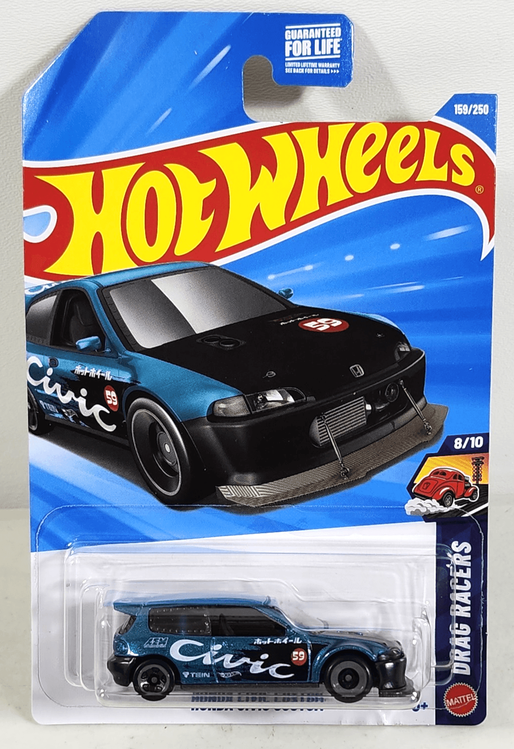 2026 Hot Wheels Honda Civic Custom Drag Racers Blue Car 1/64 Toy Vehicle NEW