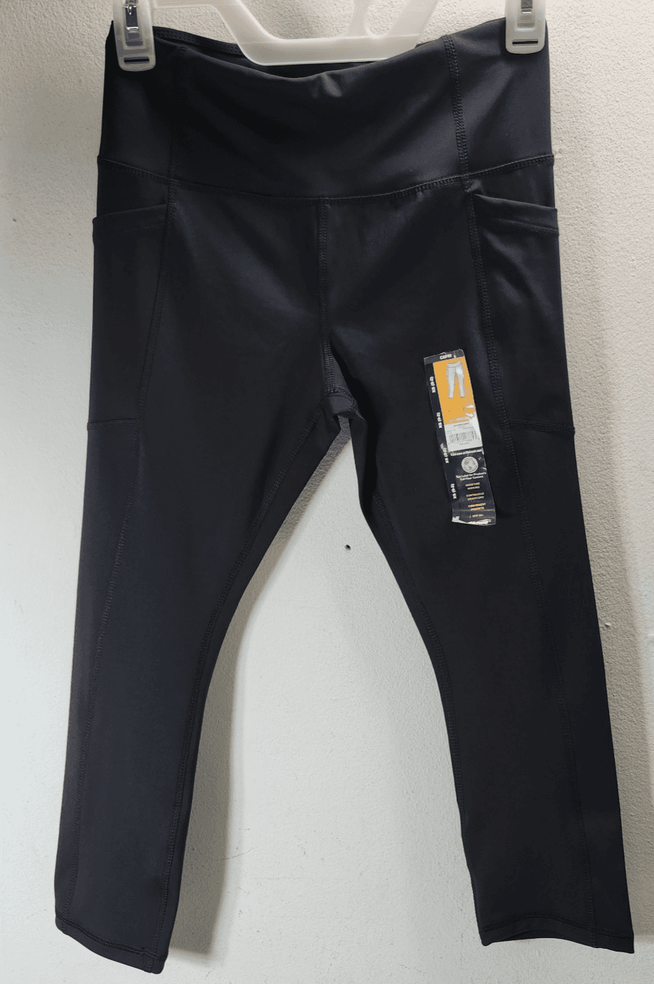 Avia Capri Leggings Womens XS Black Elastic Waist Pull On Pockets NEW