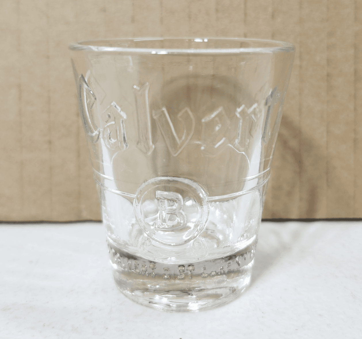Vintage Calvert B American Whiskey 4411 Clear Shot Glass 2oz