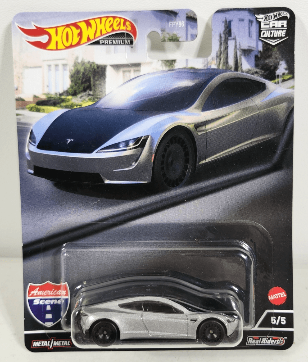 Hot Wheels Tesla Roadster Premium Car Culture American Scene 1/64 Toy Vehicle