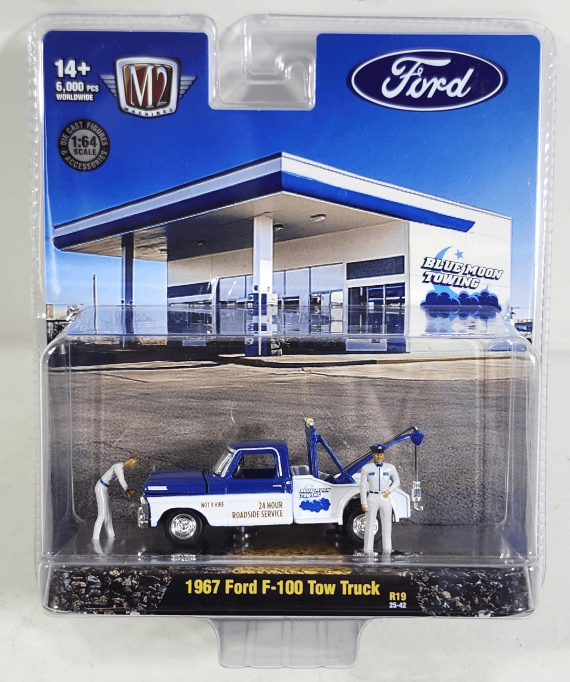 2026 M2 Machines Diorama 1967 Ford F-100 Tow Truck R19 Blue Moon Towing NEW