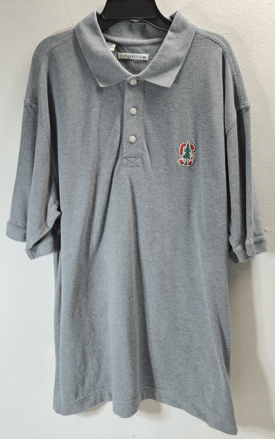 Cutter & Buck Stanford Shirt Mens Size L Gray Short Sleeve Polo