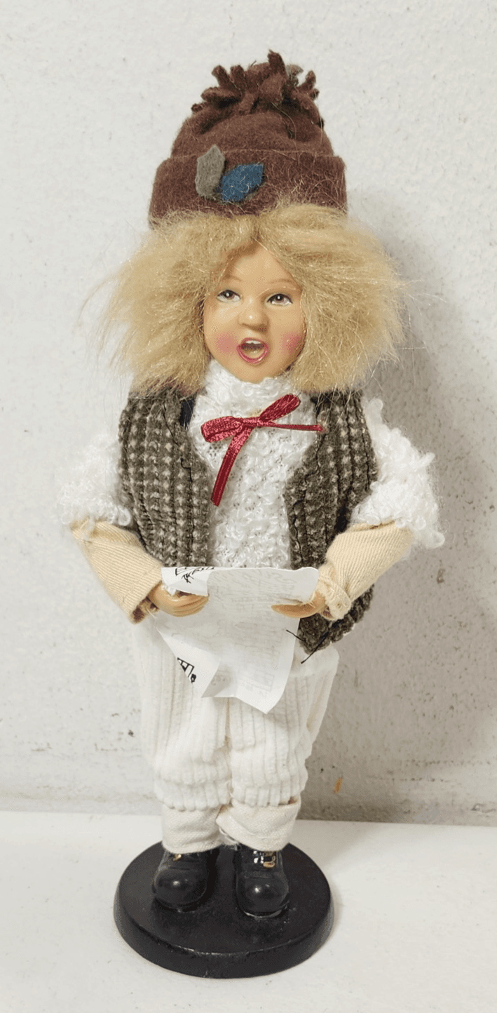 Vintage Christmas Caroler Figure With Sheet Music. 9" Holiday Home Decor