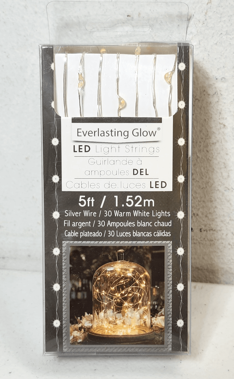 Everlasting Glow White LED Light String Set 30 Lights 5 Feet Long NEW
