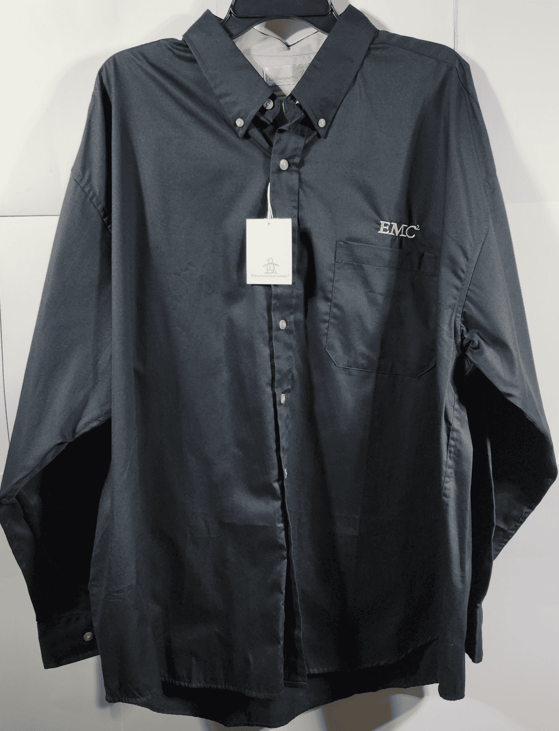 Munsingwear Button Down Shirt Mens Size XXL Black Long Sleeve NEW