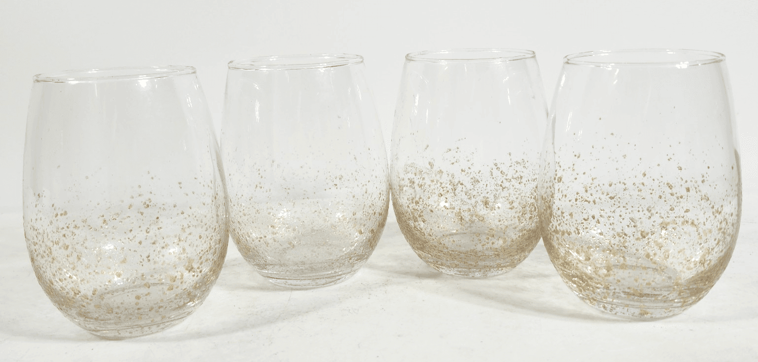 Set Of 4 Gold Luster Drinking Glasses Cups 4.5" Home Bar Decor