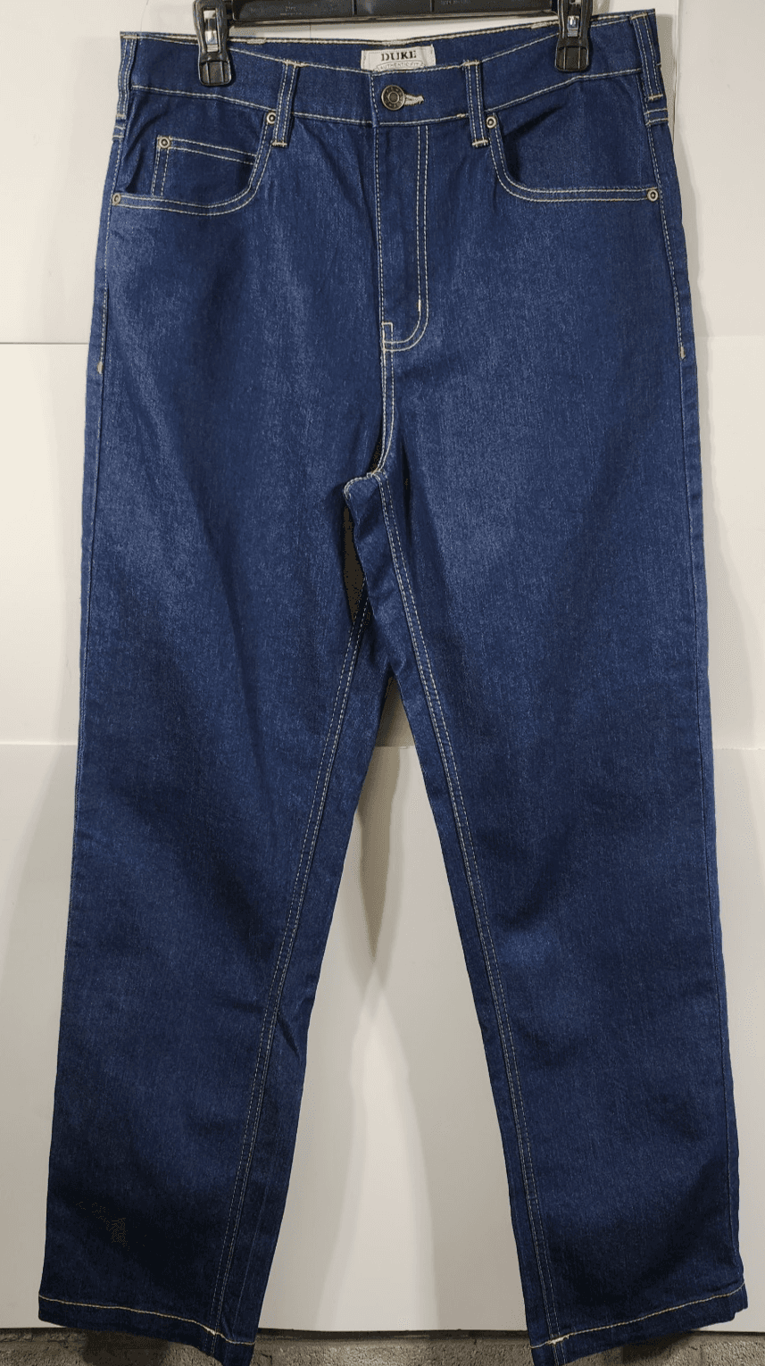 Duke Men's Classic Fit Jeans Size 32 L Straight Fit Blue Denim Pants