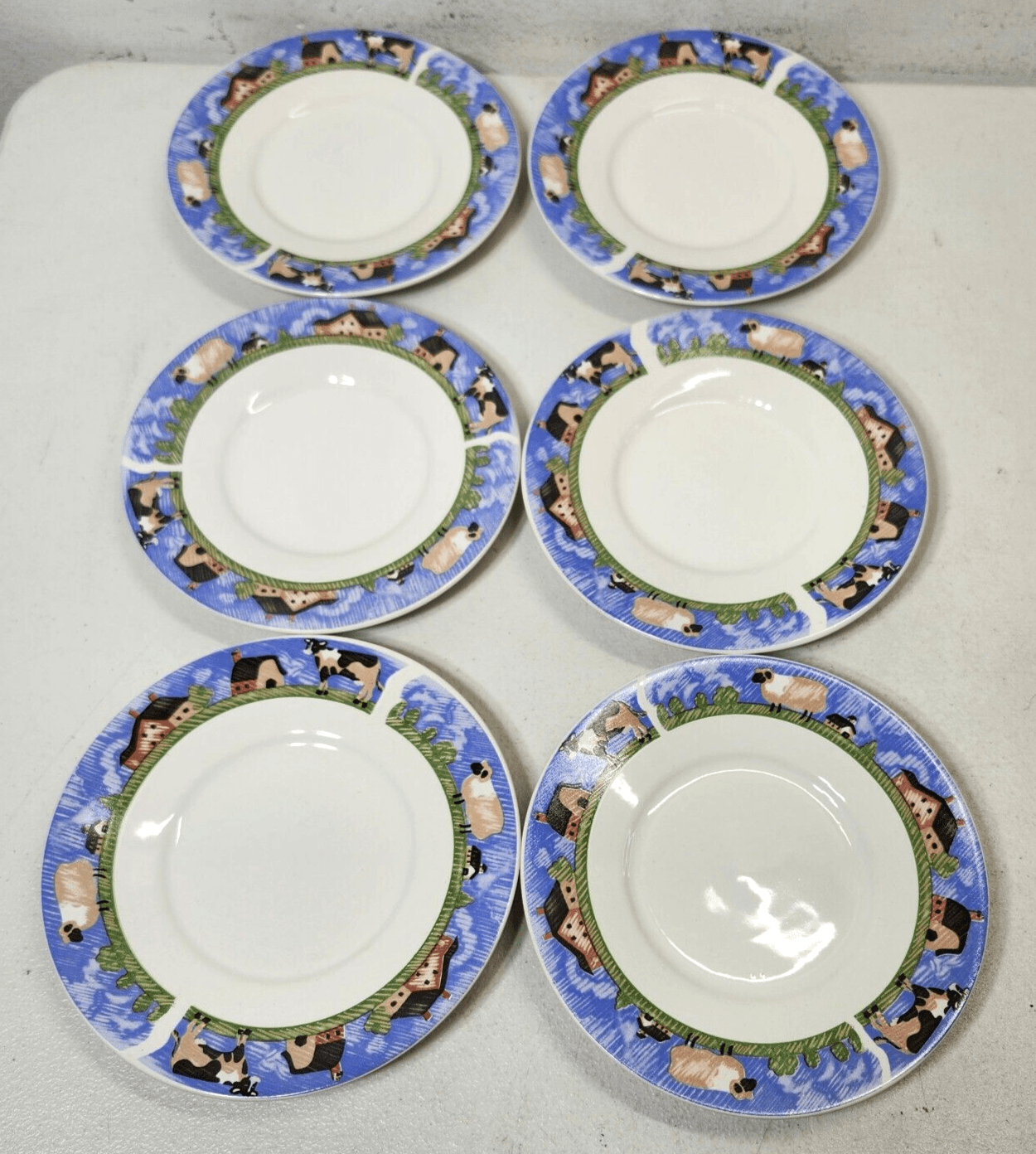 6 Gibson 6.5" Cow Appetizer Plates Country Kitchen Bundle Lot