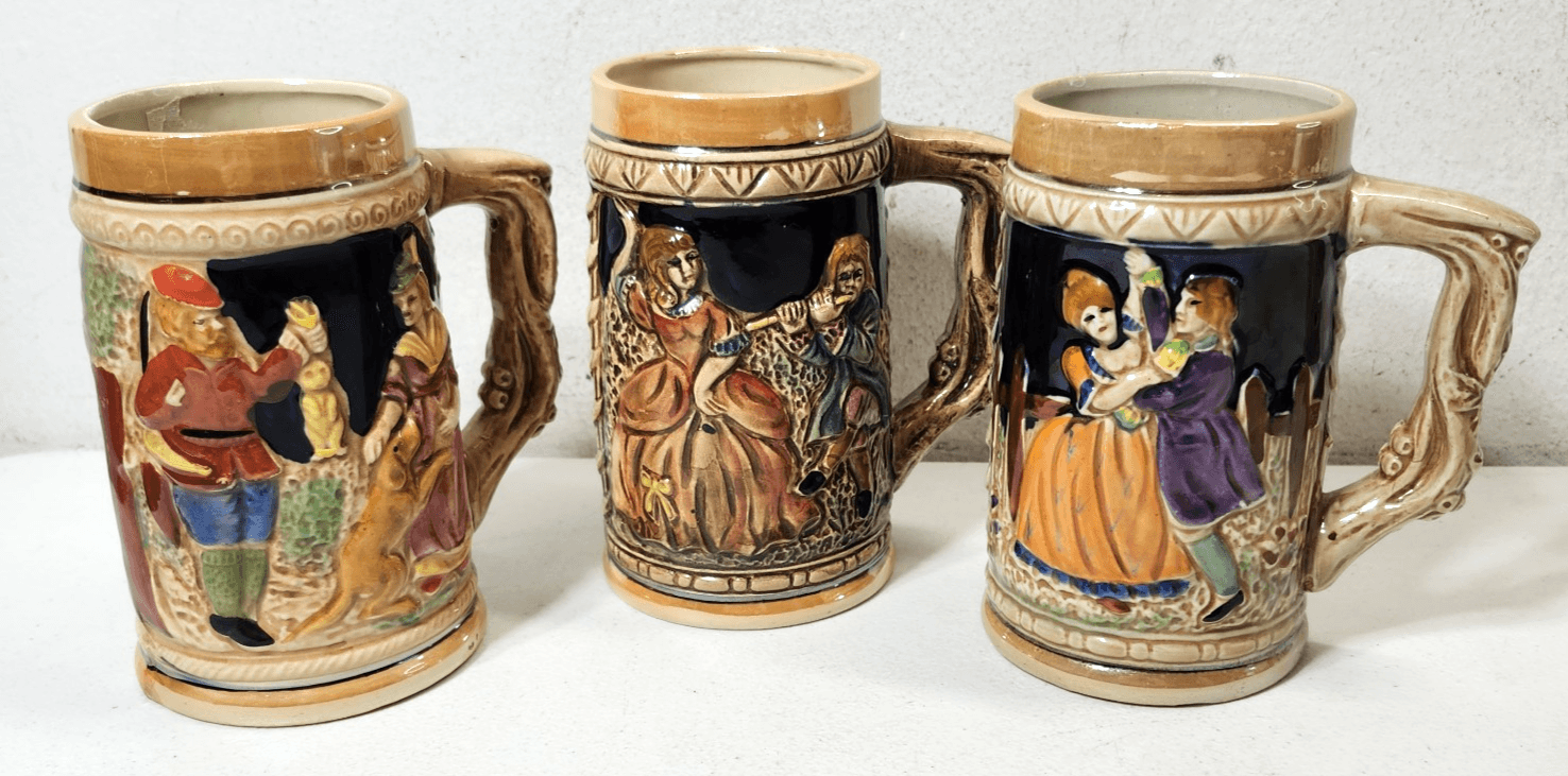 VTG Grants Beer Steins Mugs Home Bar Decor Bundle Lot Of 3 Made in Japan