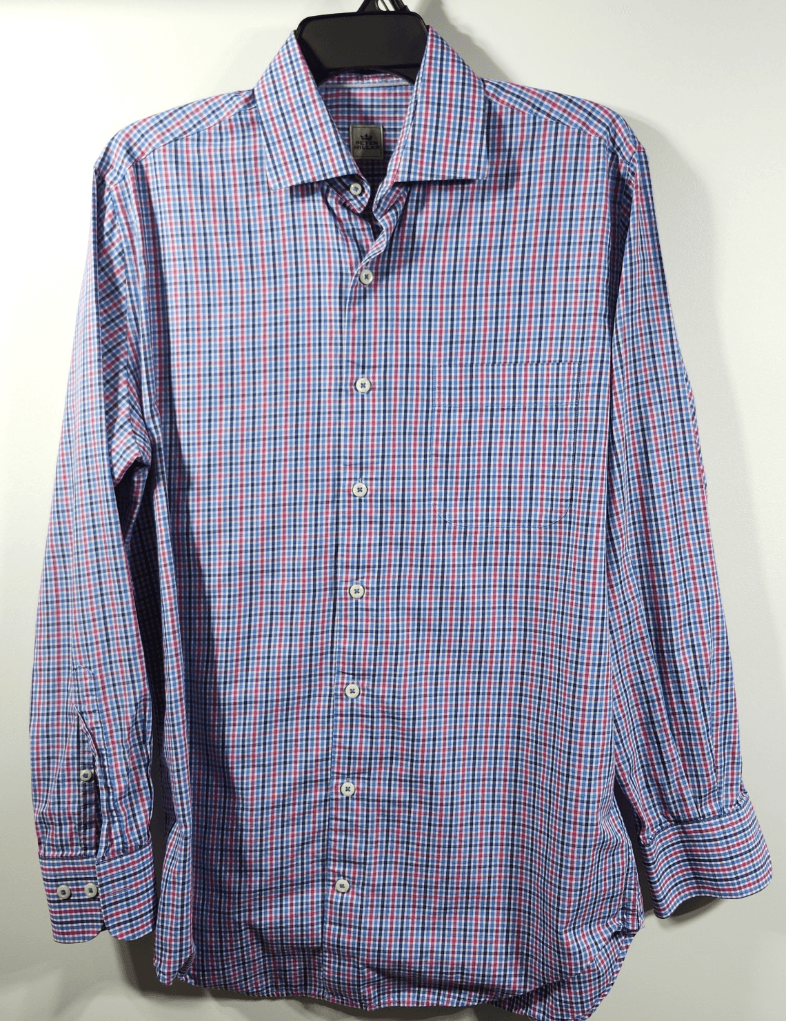 Peter Millar Button Up Shirt Mens Medium Plaid Long Sleeve Stretch Preppy Casual