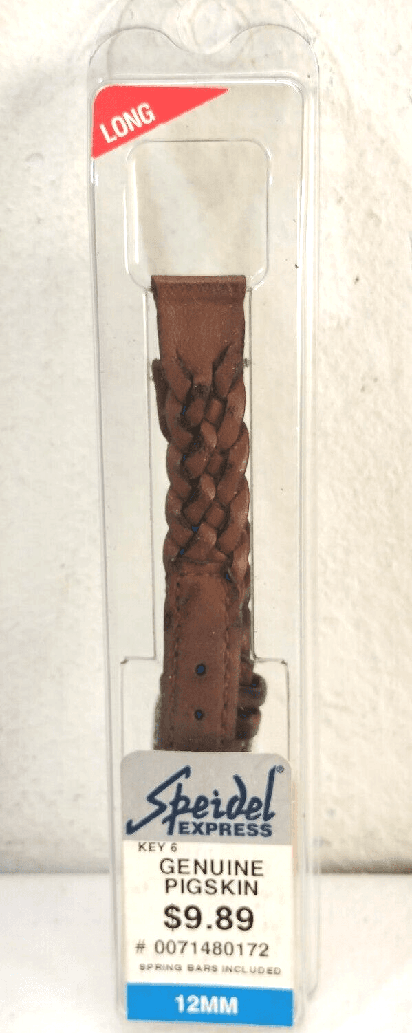 Speidel Brown Pigskin Leather 12MM Wristwatch Band w/ Spring Bars NEW