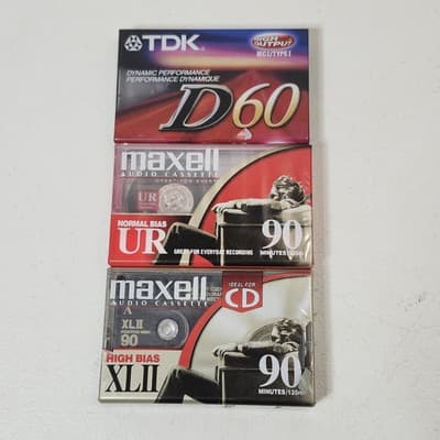 3 Maxell TDK Audio Cassette Tapes Bundle Lot Sealed NEW