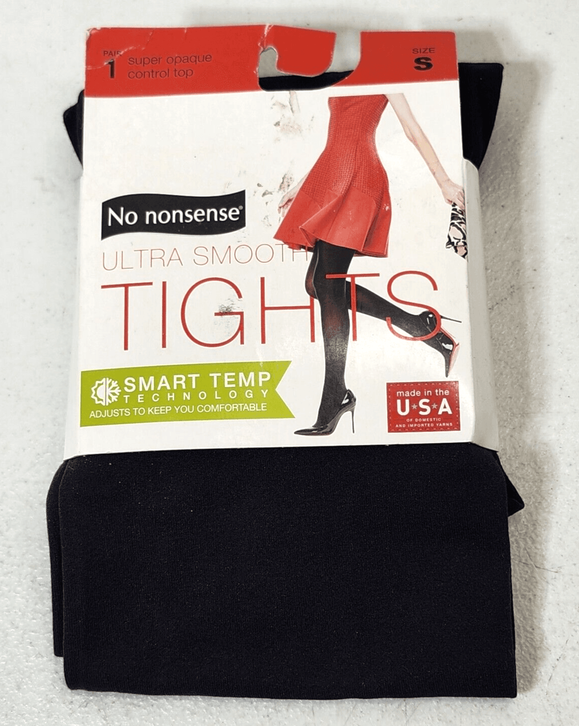 No Nonsense Ultra Smooth Tights Size Small Black Smart Temp 1-Pair NEW