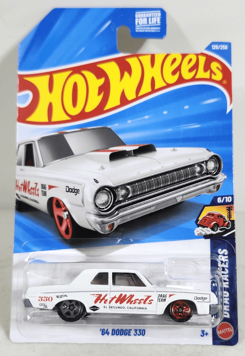 Hot Wheels '64 Dodge 330 Drag Racers White Car 1/64 Toy Vehicle NEW