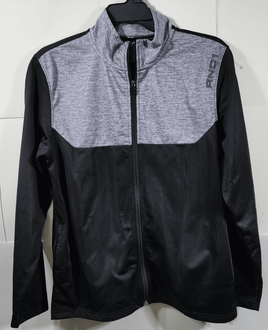 And1 TrackJacket Men's Medium Gray Logo Basketball Full Zip Coat