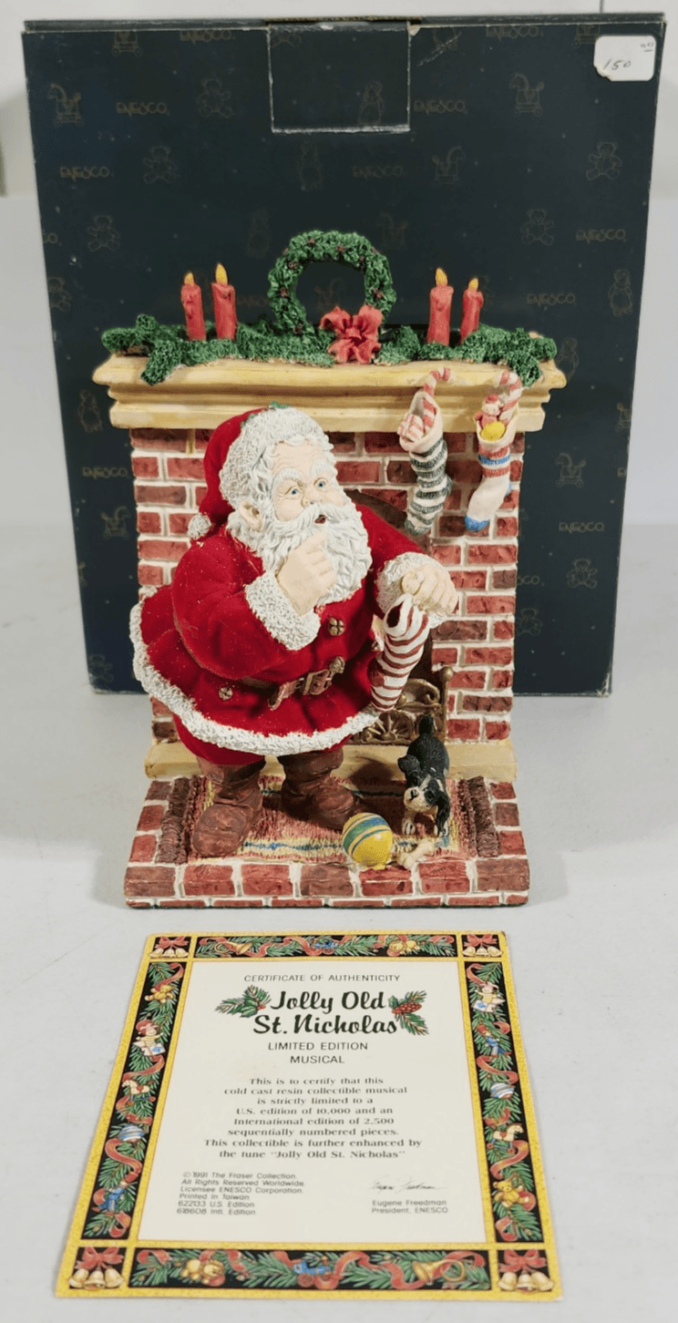 Enesco St Nicholas Musical Statue Home Decor Jolly Old Saint Nicholas Limited