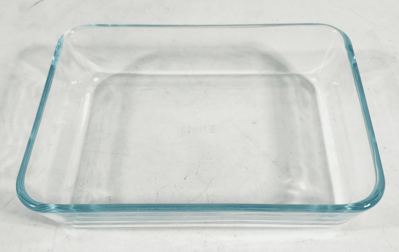 Pyrex 7210 Clear Blue Tint Glass Baking Dish 3 Cup 7" x 5" x 1.5" No Lid