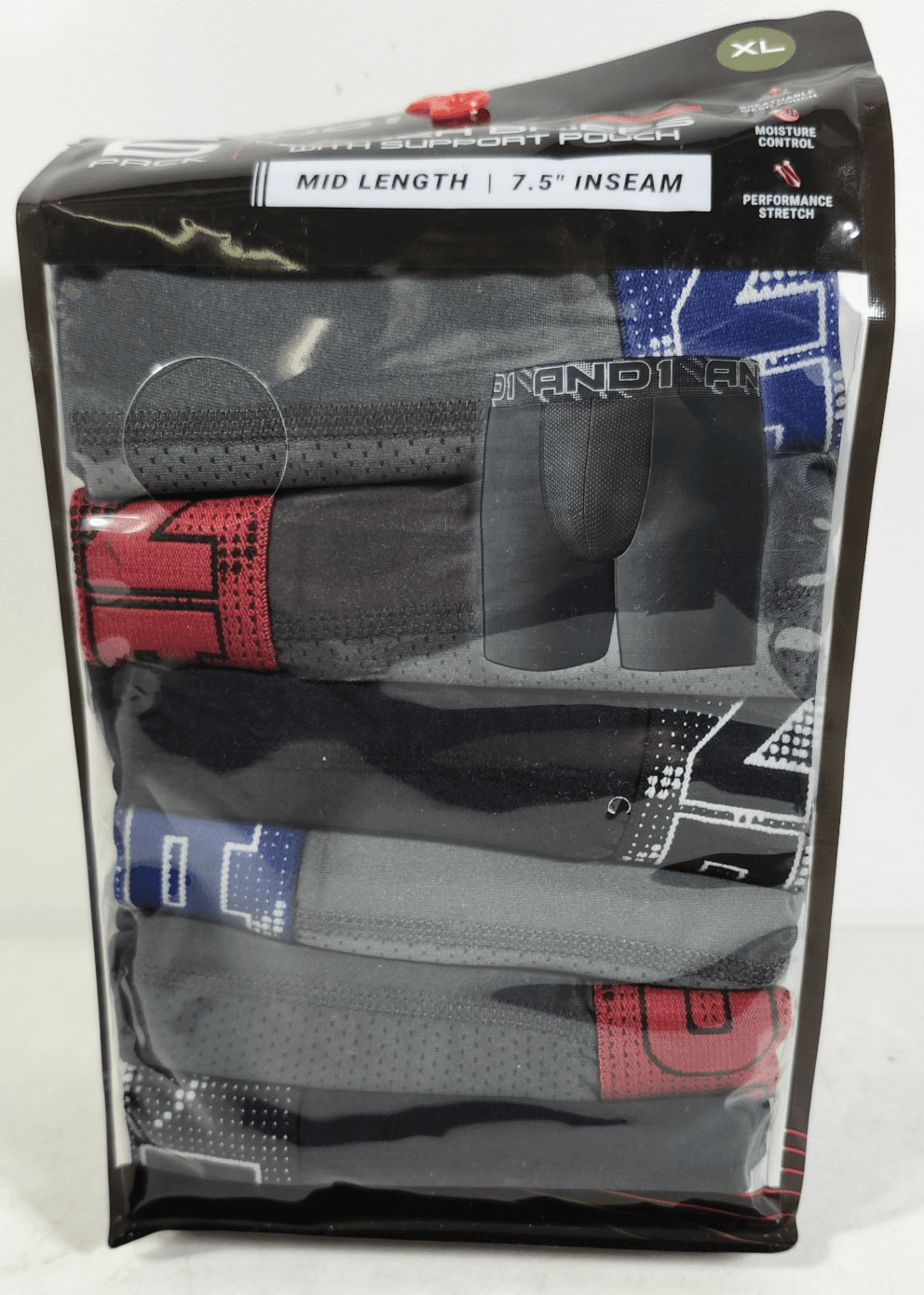 AND1 Men's XL Flex Mid Length Boxer Briefs 6 Pairs Underwear NEW