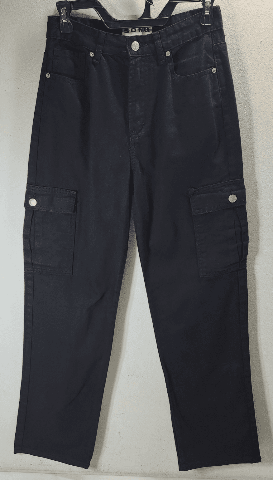 S.O.N.G. 90s Boyfriend Cargo Jeans Black Denim Juniors Women’s Size 3