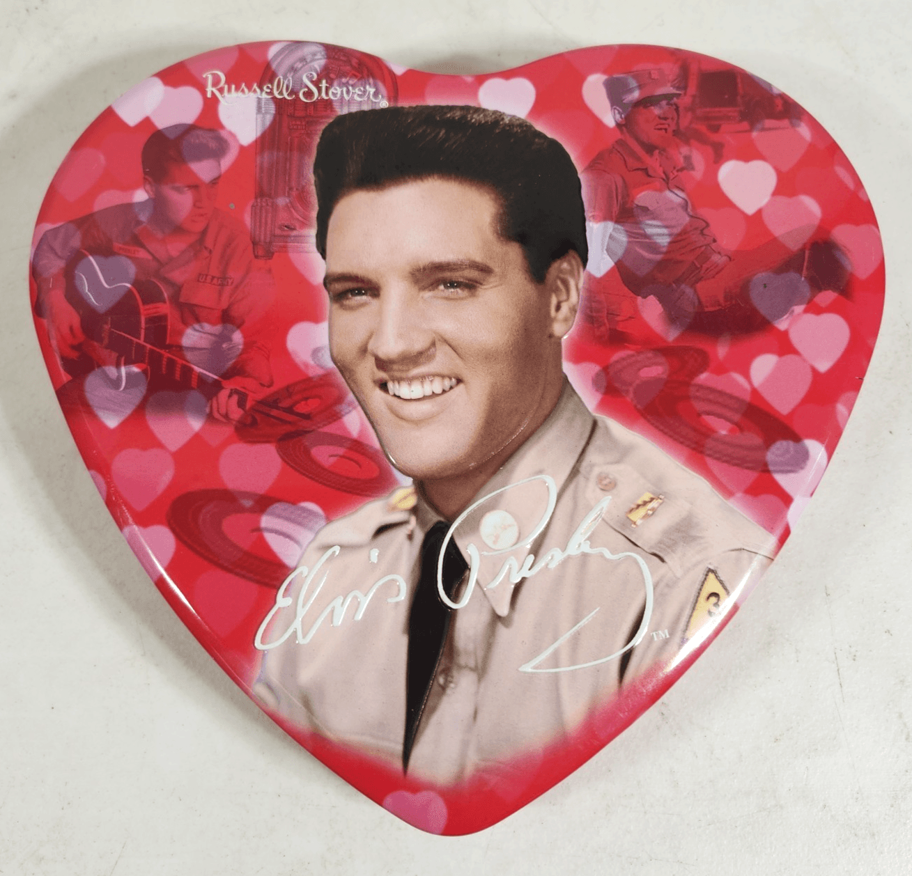 Elvis Presley Candy Heart Tin Army Uniform Russell Stover Valentine