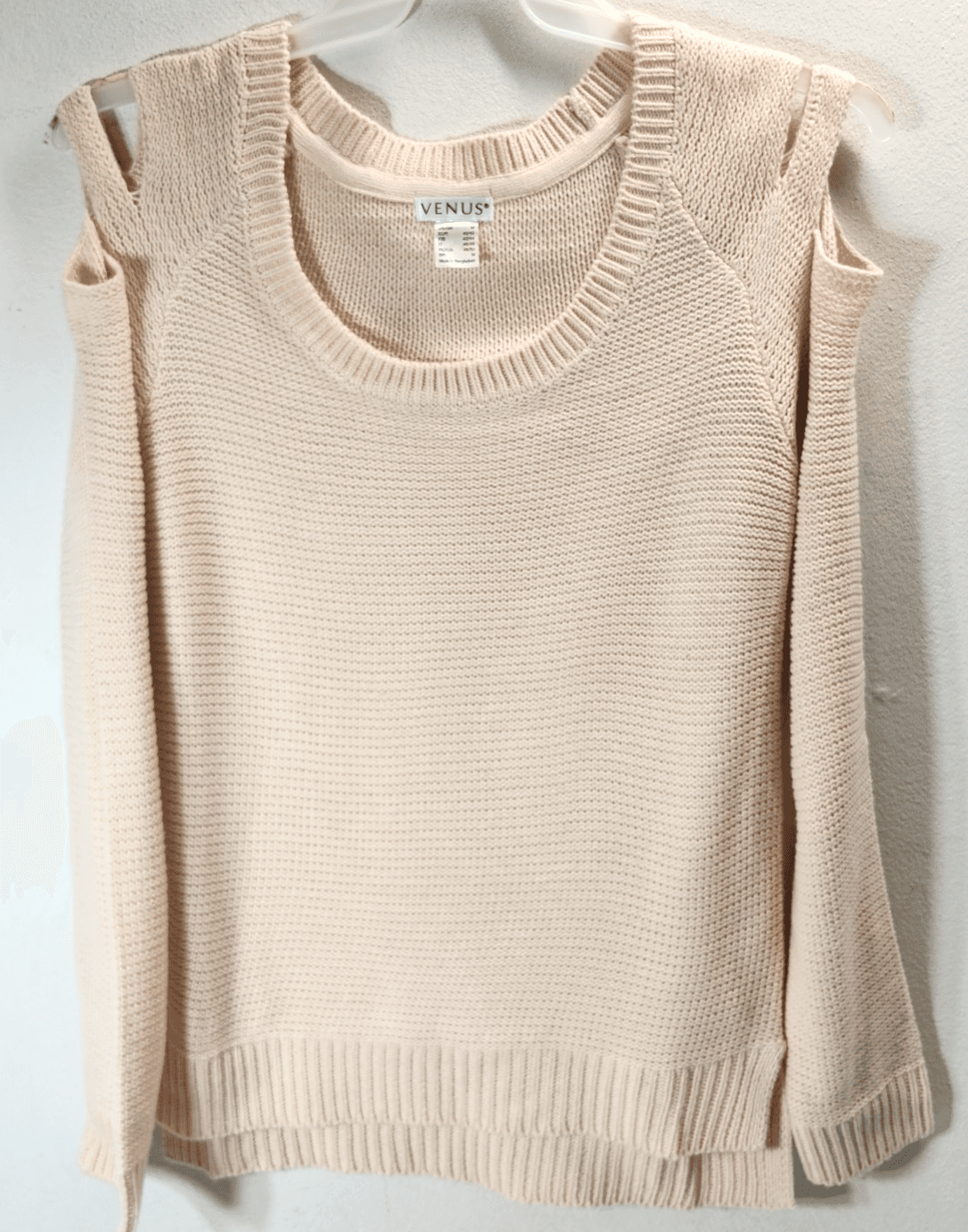 Venus Women's M Sweater Light Pink Shoulder Cut Out