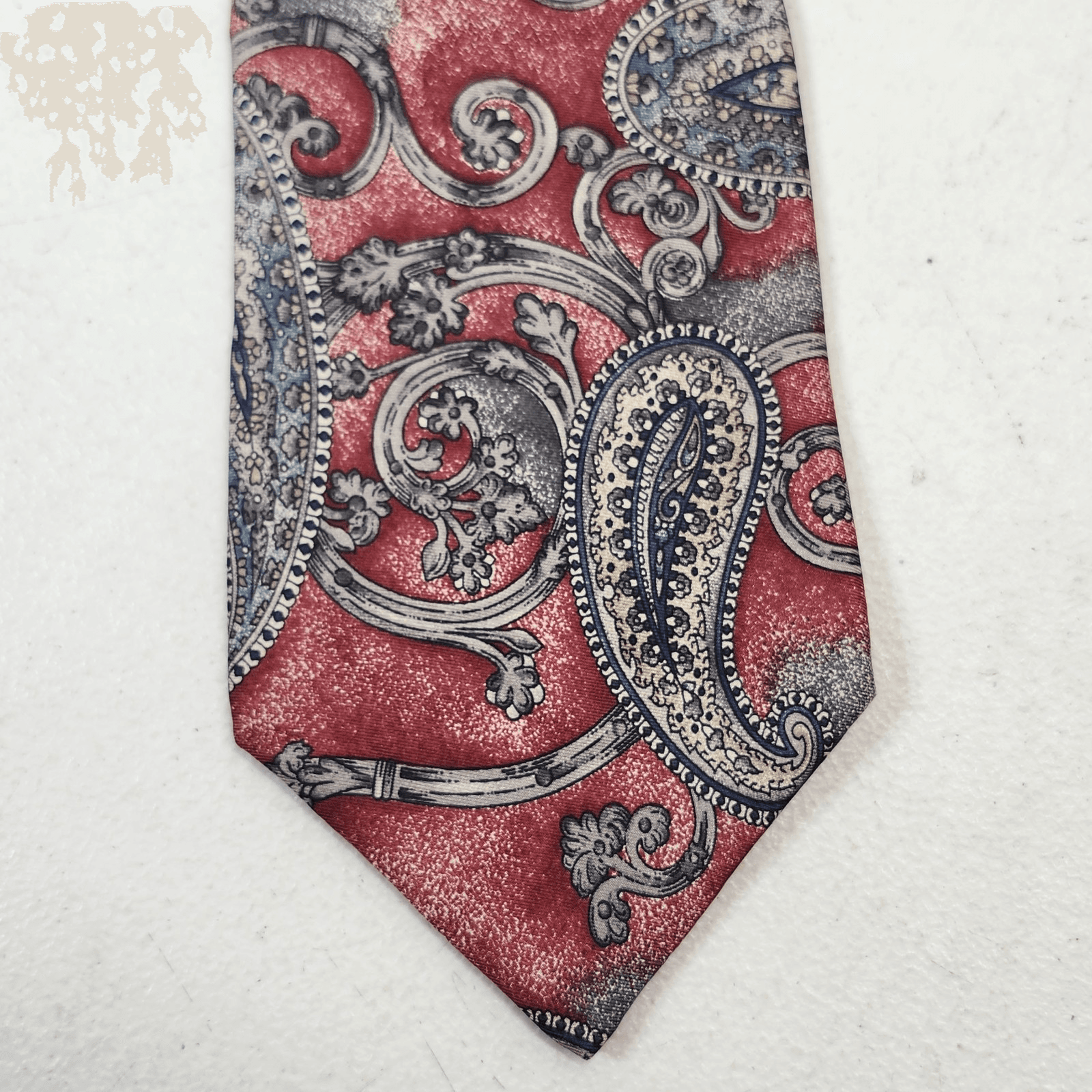 VTG Designer Silk Mens Neck Tie Saville Row Abstract Red 61" X 4"