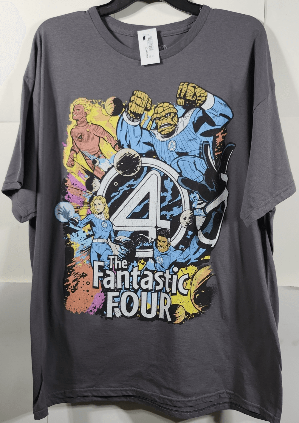 Fantastic Four Men's XL Tshirt Gray Graphic Short Sleeve Cotton NEW