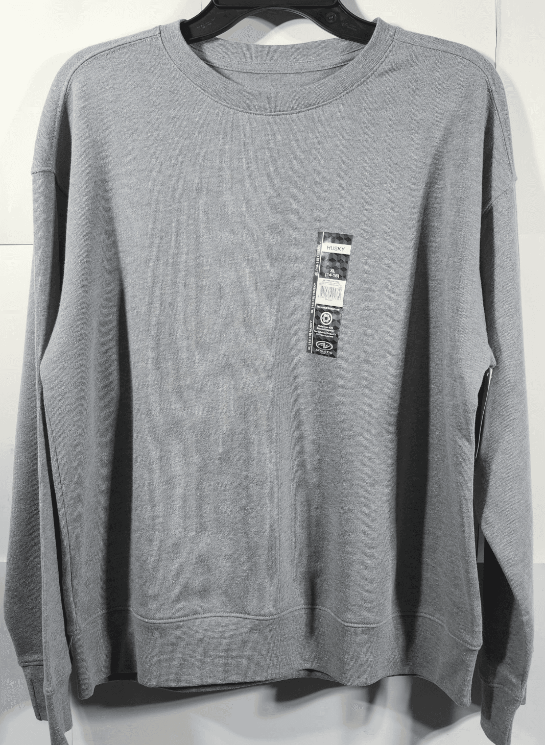 Athletic Works Boy's XL 14-16 Husky Sweatshirt Gray Long Sleeve NEW