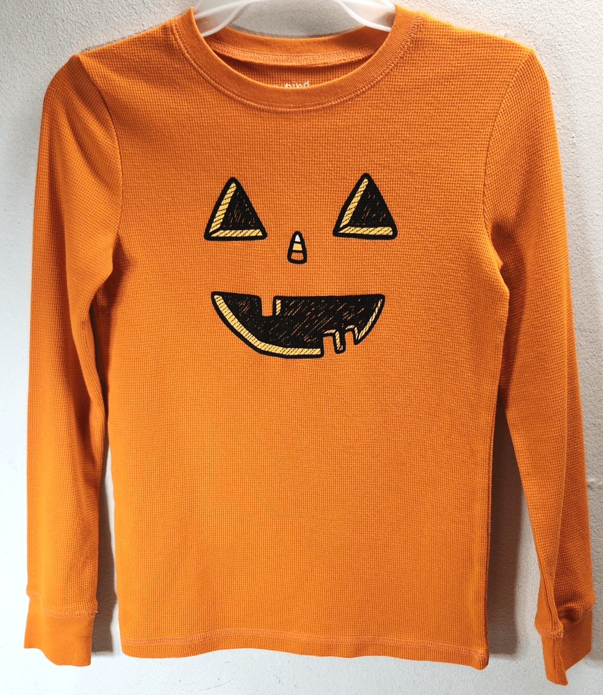 Boys Size 10 Halloween Pumpkin Face Graphic Shirt Long Sleeve Jumping Beans