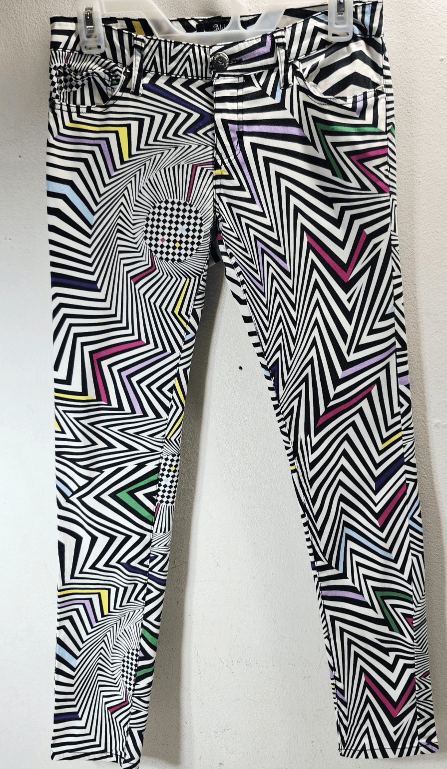 VTG Abbey Dawn Avril Lavigne Size 7 Skaterboard Skinny Neon Pop Pants Y2K