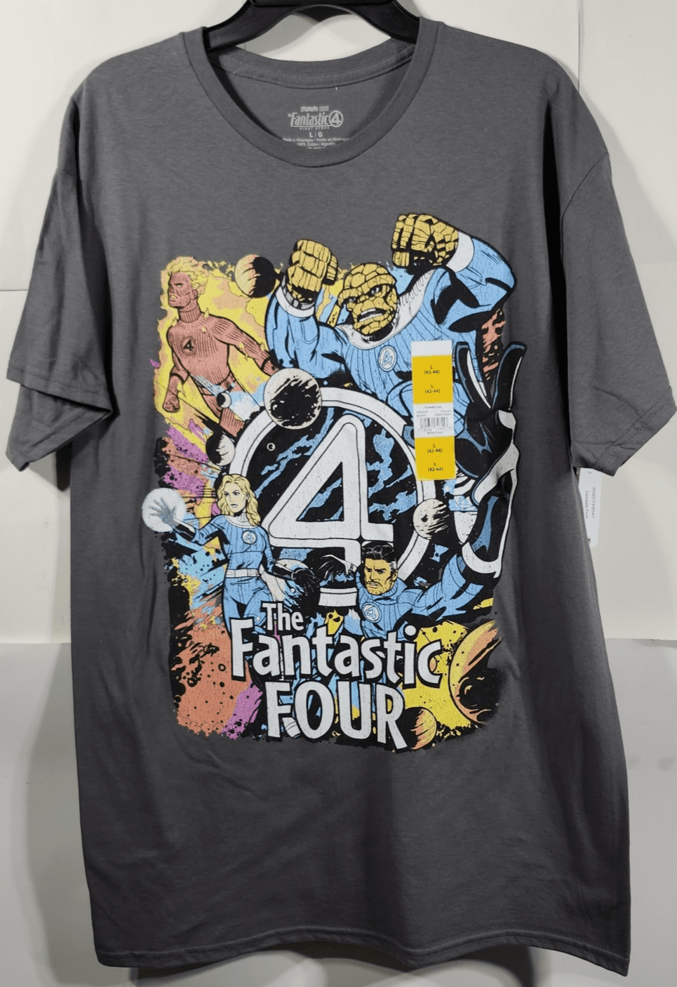 Fantastic Four Men's L Tshirt Gray Graphic Short Sleeve Cotton NEW