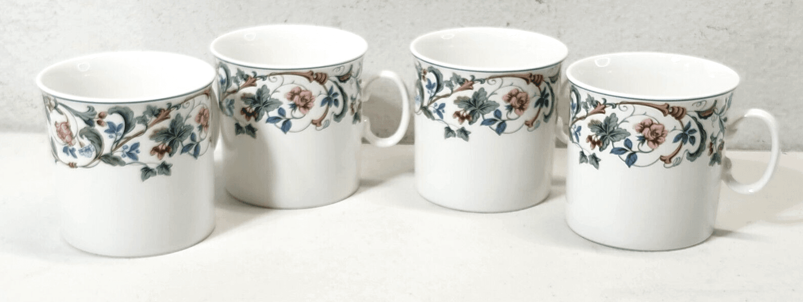 4 Mikasa Maxima “Laureate” Cups White Floral Design Bundle Lot