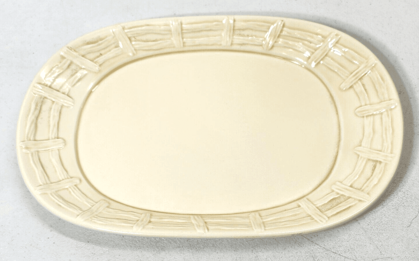 Vintage Marks & Rosenfeld Serving Tray Yellow Oval Cottage Country Fencing
