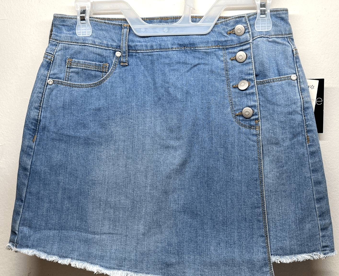Energie Womens Jean Skirt Size 7 Faux Wrap Blue Denim NEW
