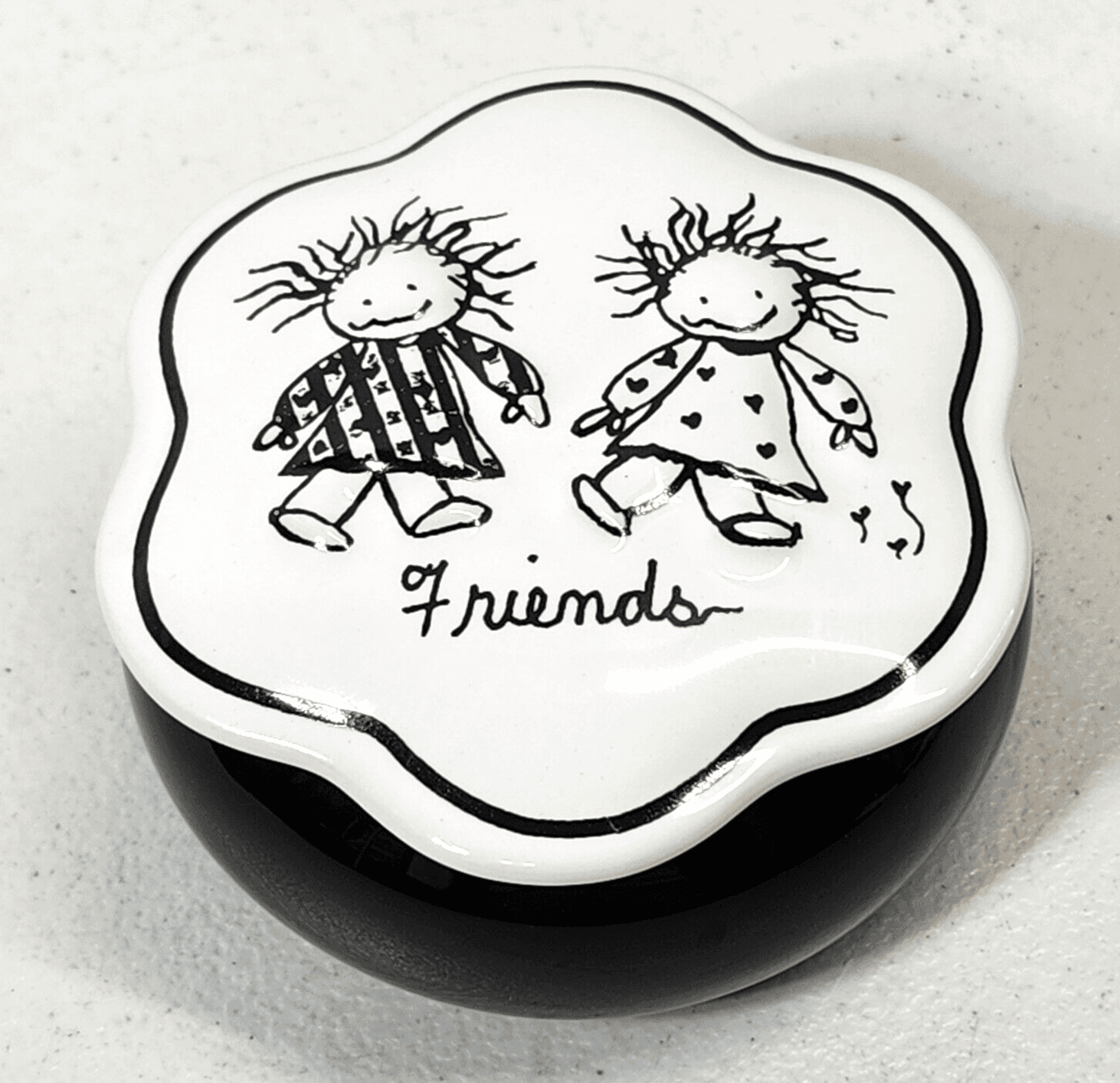 Enesco Porcelain Inner Light Keepsake Trinket Jewelry Box Friends Cartoon