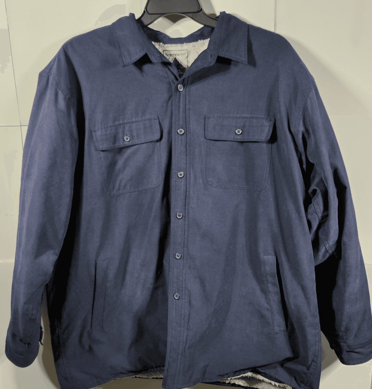 Northwest Territory Jacket Men's XL Blue Sherpa Lined Flannel Shacket Outdoor
