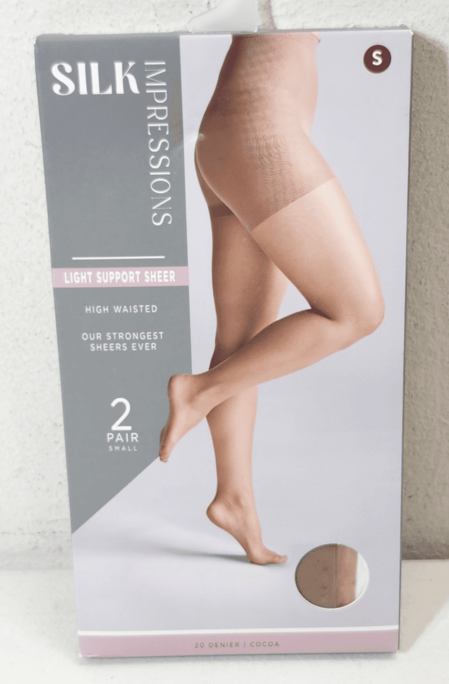 Silk Impressions Pantyhose 2 Pack Small Cocoa 20 Denier Light Support Sheer