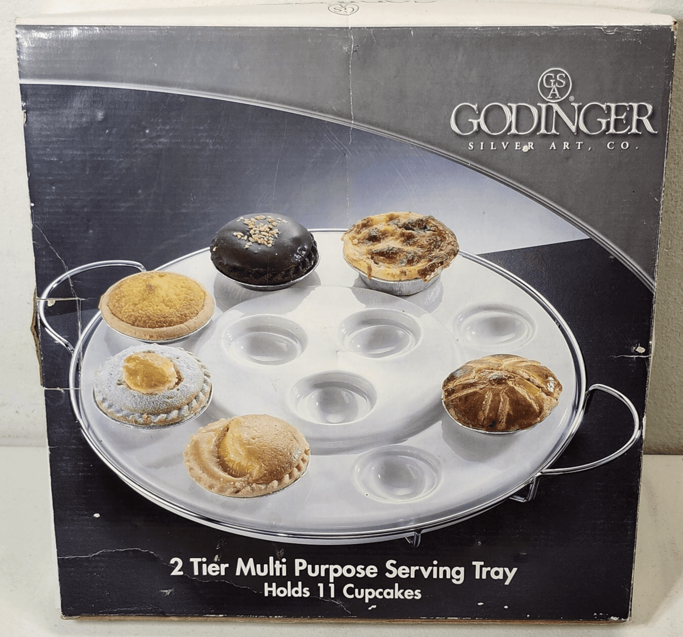 Godinger Silver Art Co. 2 Tier Multi Serving Tray Holds 11 Eggs