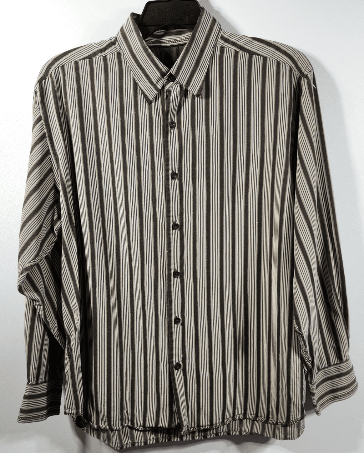 Tommy Bahama Striped 100% Silk Button Down Long Sleeve Men's Shirt Size XL