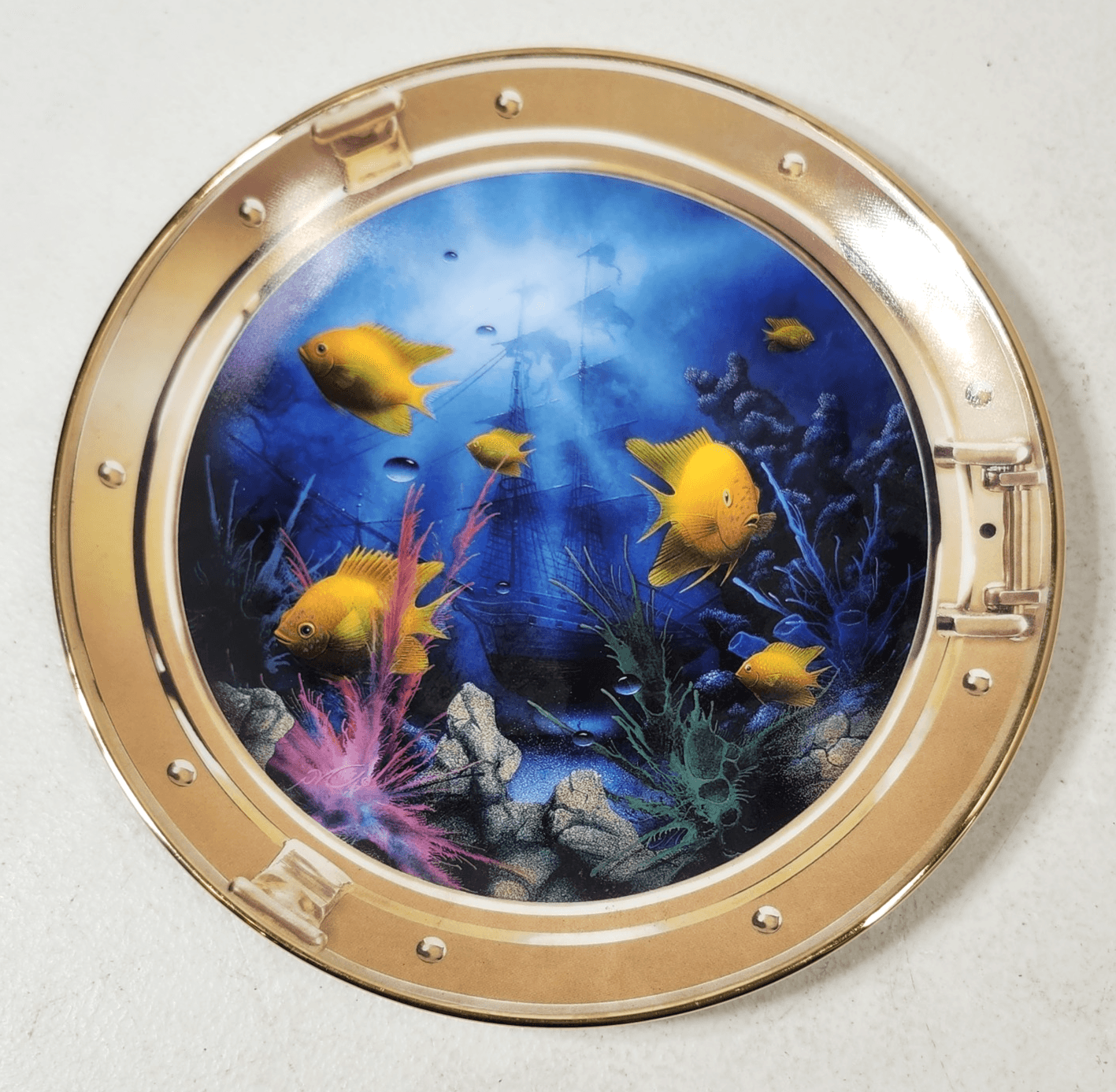 Royal Doulton Neptune's Porthole Decorative Collector Plate Fish Theme Decor