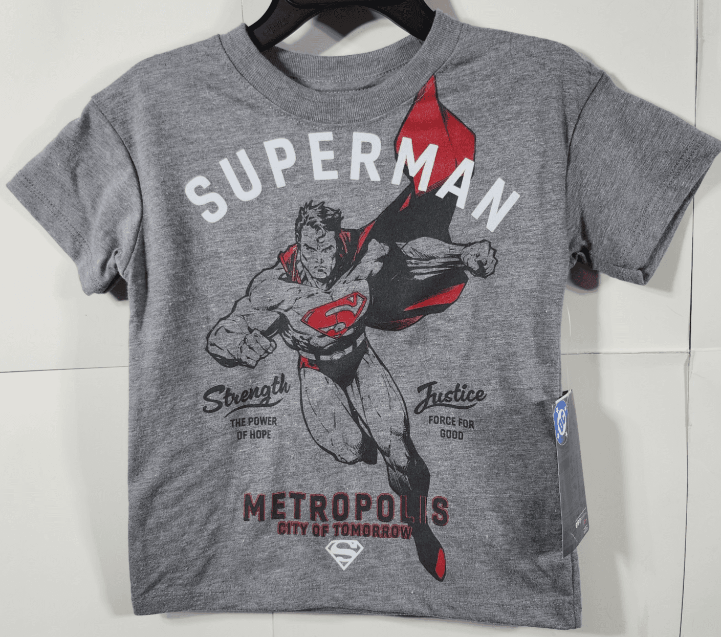 Toddler Boys Superman Graphic T-Shirt Size 2T Gray Superhero NEW