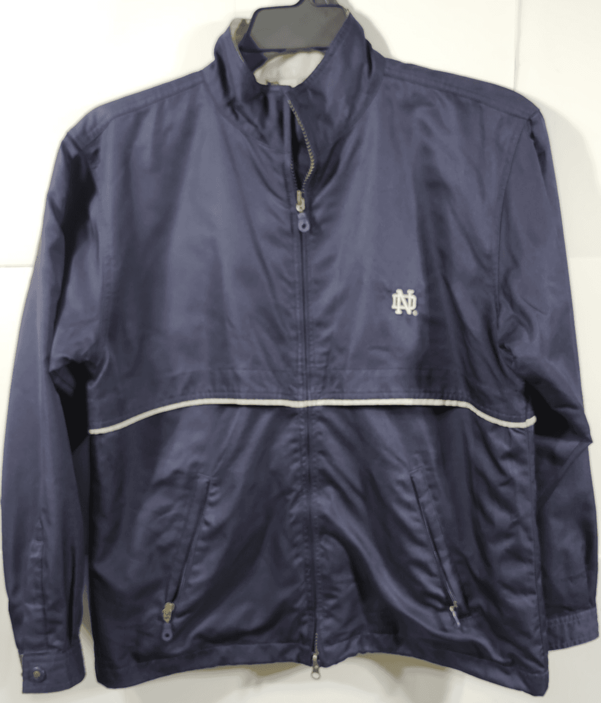 Vintage Notre Dame Cutter & Buck Weather Tec Vented Black Full Zip Windbreaker