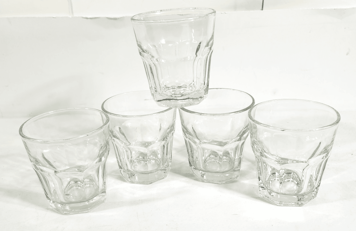 Eight Panel Libbey Duratuff Thick Glass Heavy Duty Home Bar Decor
