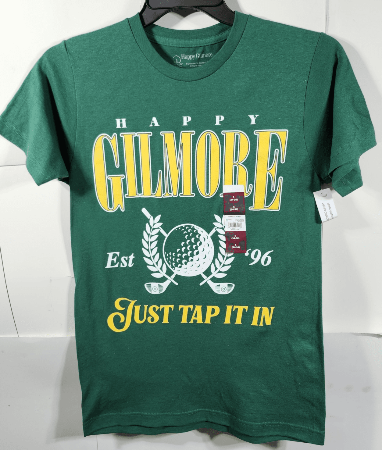 Happy Gilmore Men's S Graphic Green Short Sleeve T-Shirt Just Tap It In NEW