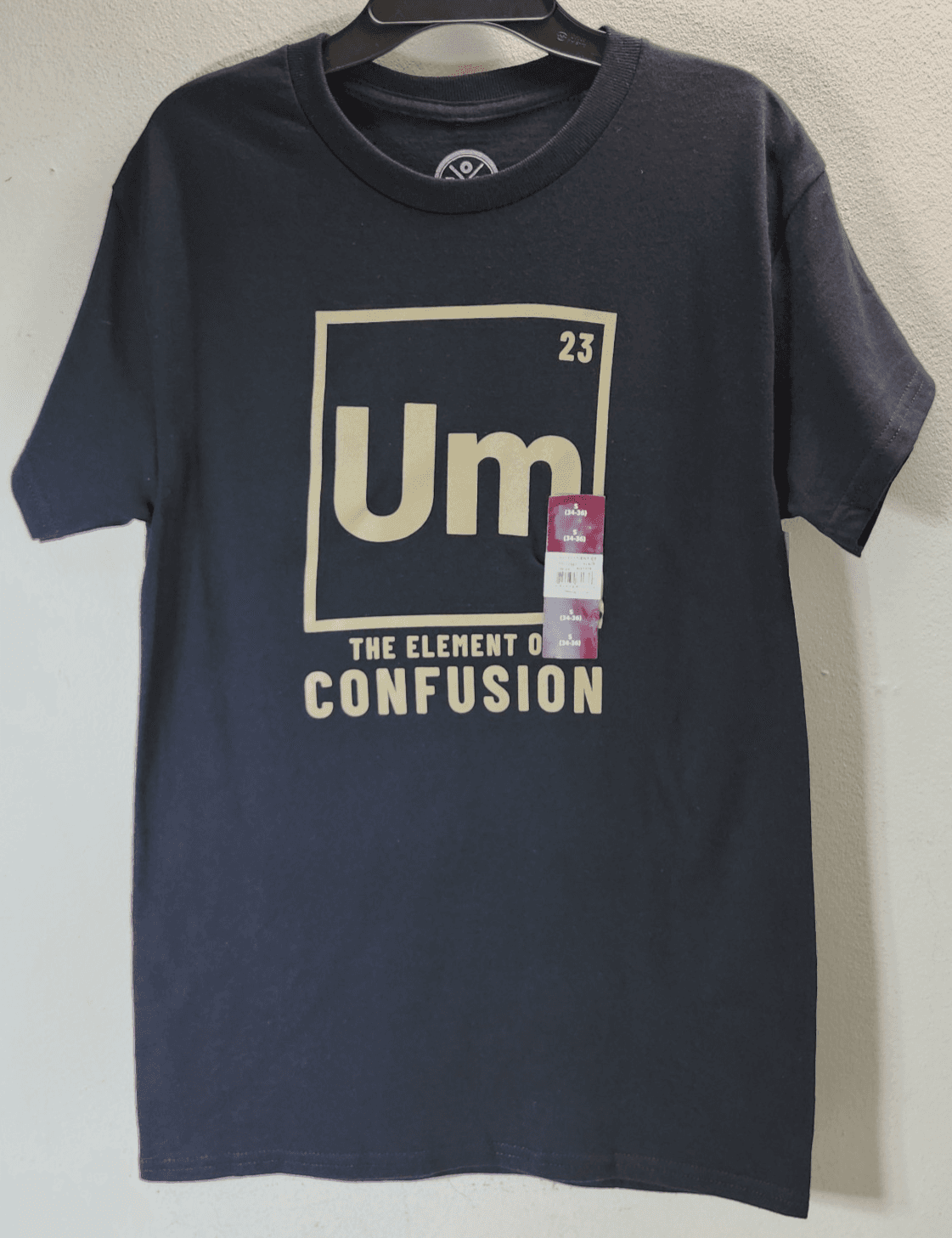 Men's Um The Element of Confusion Black Graphic T-Shirt Size Small NEW